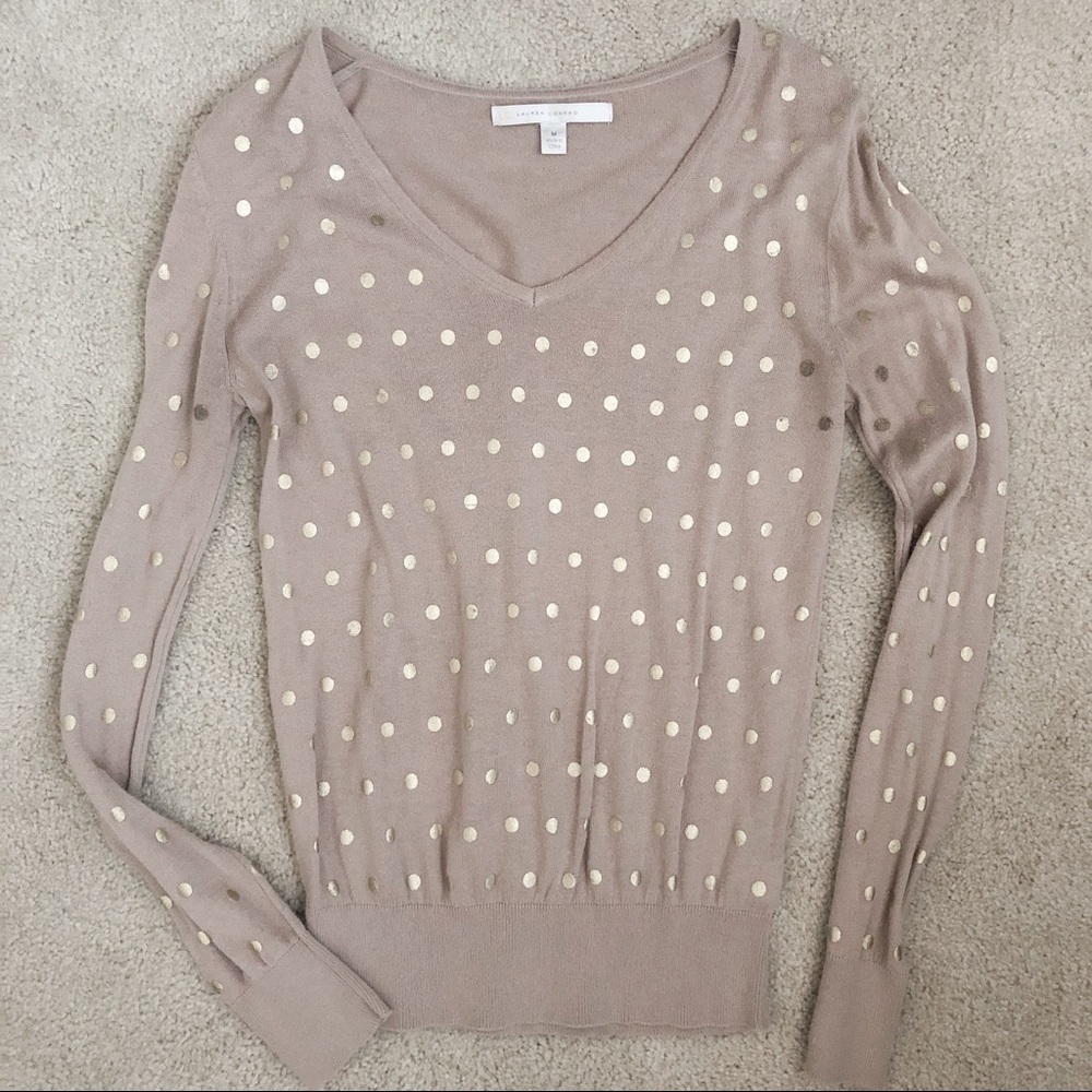 LC Lauren Conrad Nude and Gold Top